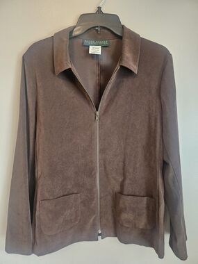 Vintage Harve Benard Brown Suede-Look Zip Front Jacket